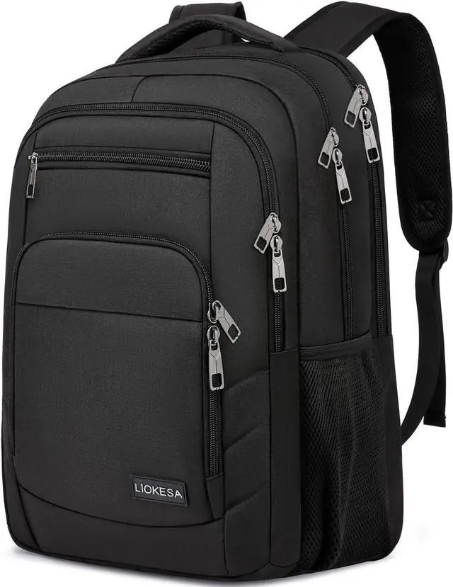 Main image of Laptop Backpack for Men Women, School Backpacks for Boys Girls | Water Resistant Black Backpack 15.6 Inch College Bookbag Daypack