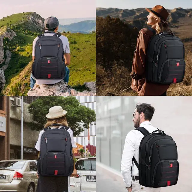Alt view image 6 of 7 - ANTERK Extra Large Travel Laptop Backpack 17.3 In Carry on Backpack for Men | Travel Backpack Anti Theft Water Resistant College Bussiness TSA Airline Approved Work Computer Backpack, Black