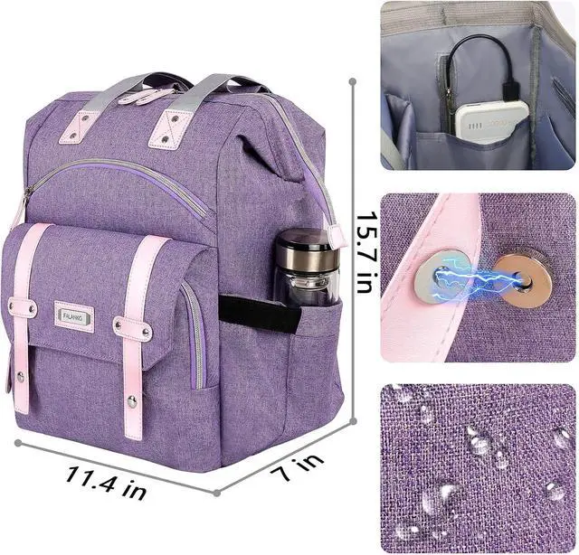 Alt view image 4 of 7 - FALANKO Laptop Backpack for Women, Anti Theft Backpacks with RFID Anti Theft Water Resistant,Wide Top Open Work Teacher College Travel Computer Bag for Woman Fits 15.6 Inch Laptop