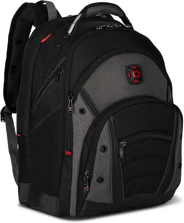 Main image of Wenger Synergy Laptop Backpack, Fits 16 Inch Laptop, Men's and Women's Laptop Bag, Black/Grey | Fits 16 Inch Laptop, men's, bag