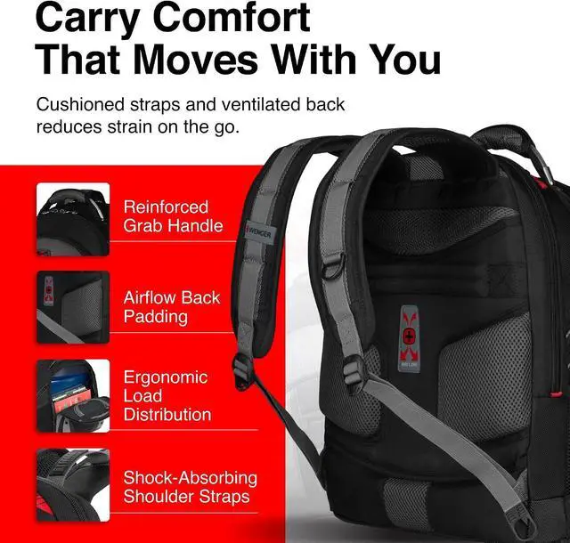 Alt view image 6 of 7 - Wenger Synergy Laptop Backpack, Fits 16 Inch Laptop, Men's and Women's Laptop Bag, Black/Grey | Fits 16 Inch Laptop, men's, bag