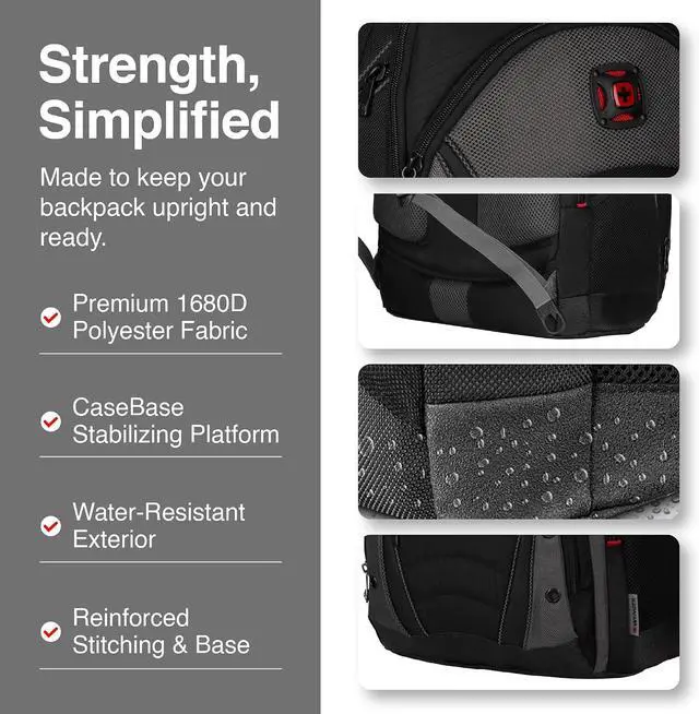 Alt view image 7 of 7 - Wenger Synergy Laptop Backpack, Fits 16 Inch Laptop, Men's and Women's Laptop Bag, Black/Grey | Fits 16 Inch Laptop, men's, bag