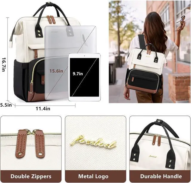 Alt view image 5 of 7 - Focdod Laptop Backpack for Women Work: Travel Backpack for Teacher Nurse 15.6 inch Laptop Bag Large Capacity BackPack Purse College Bookbag Computer Back pack Casual Daypack for Business