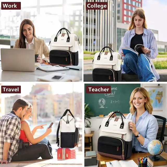 Alt view image 6 of 7 - Focdod Laptop Backpack for Women Work: Travel Backpack for Teacher Nurse 15.6 inch Laptop Bag Large Capacity BackPack Purse College Bookbag Computer Back pack Casual Daypack for Business