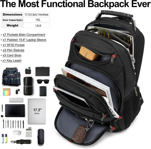 Alt view image 5 of 7 - Boavan Laptop Backpack for men, 15.6 inch Laptop Bag with USB Port, Waterproof Travel Work Backpack Purse, Anti-Theft Teacher Nurse Doctor Casual Bookbags Office Business backpackBlack