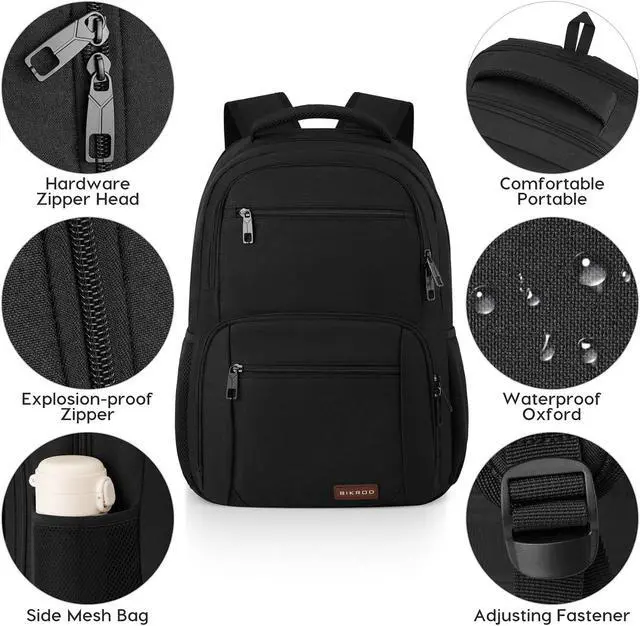 Alt view image 4 of 7 - BIKROD Backpack for Men and Women, School Backpacks for Teen Boys Water Resistant TSA Travel Backpack, Business Anti Theft Sturdy Computer Bag Gifts Fits 15.6 Inch Laptop,Black