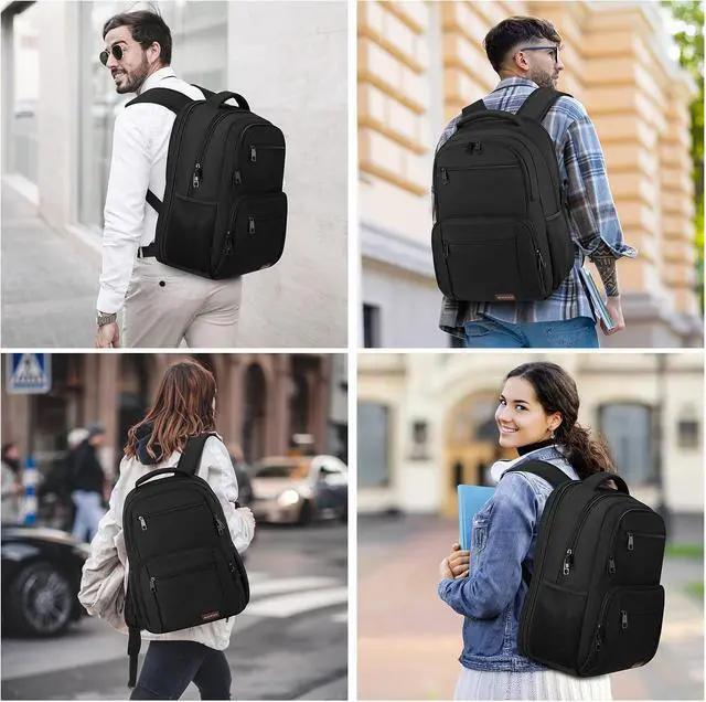 Alt view image 7 of 7 - BIKROD Backpack for Men and Women, School Backpacks for Teen Boys Water Resistant TSA Travel Backpack, Business Anti Theft Sturdy Computer Bag Gifts Fits 15.6 Inch Laptop,Black