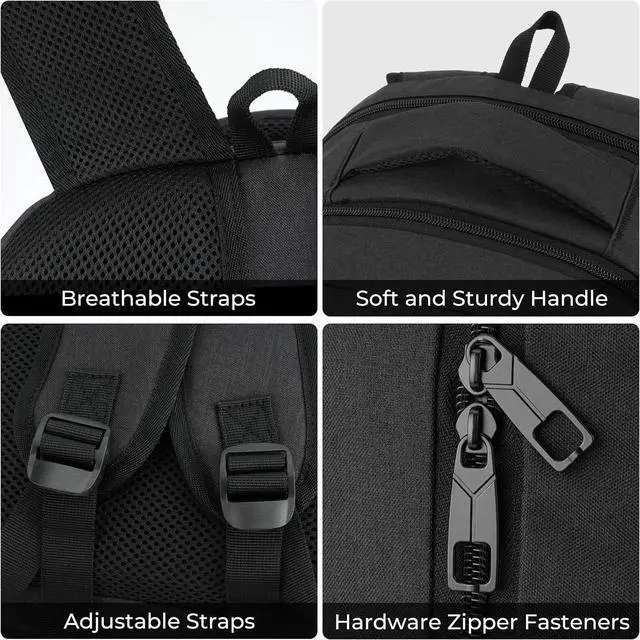 Alt view image 3 of 7 - BIKROD Backpack for Men and Women, School Backpacks for Teen Boys Girls, Water Resistant Sturdy Anti Theft Travel Laptop Backpack, Black Student Bookbag Fits 15.6 Inch Laptop, Gifts