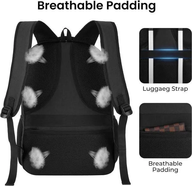 Alt view image 6 of 7 - BIKROD Backpack for Men and Women, School Backpacks for Teen Boys Girls, Water Resistant Sturdy Anti Theft Travel Laptop Backpack, Black Student Bookbag Fits 15.6 Inch Laptop, Gifts