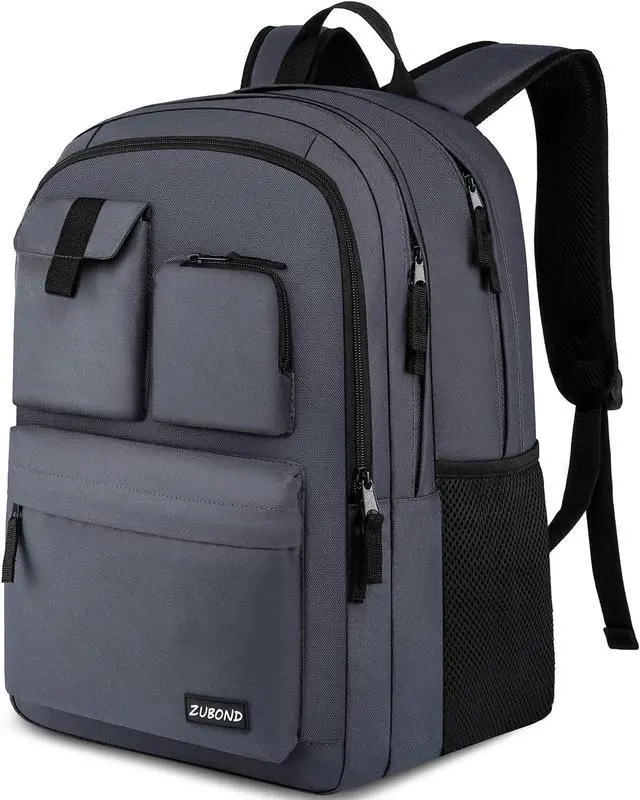Main image of ZUBOND Backpack for Men & Women, Backpacks for School Teen Boys & Girl, Student Bookbag 15.6 inch Laptop Compartment for High Middle School, Black Travel Casual Bag