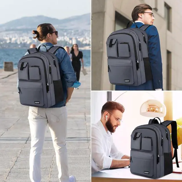Alt view image 6 of 7 - ZUBOND Backpack for Men & Women, Backpacks for School Teen Boys & Girl, Student Bookbag 15.6 inch Laptop Compartment for High Middle School, Black Travel Casual Bag