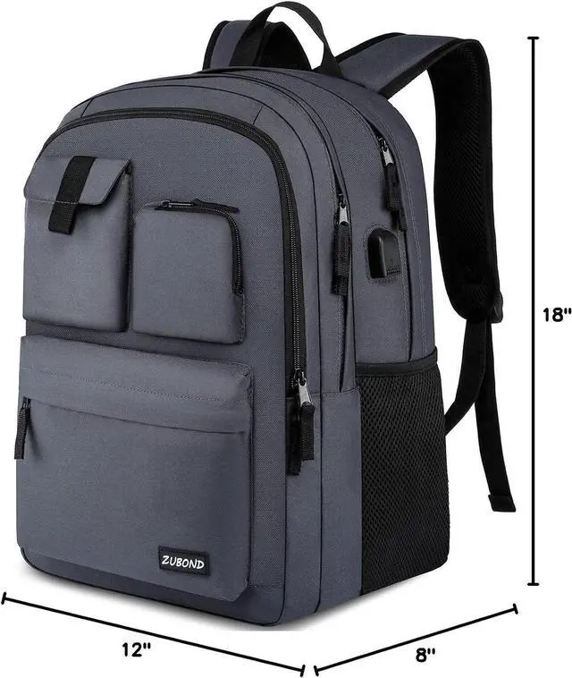 Alt view image 7 of 7 - ZUBOND Backpack for Men & Women, Backpacks for School Teen Boys & Girl, Student Bookbag 15.6 inch Laptop Compartment for High Middle School, Black Travel Casual Bag