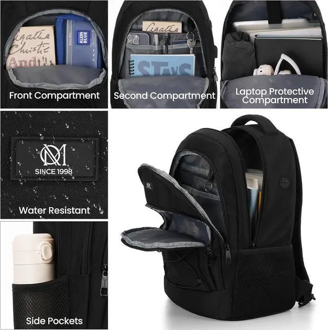 Alt view image 2 of 7 - School Backpack for Men Teen Boys,Bookbag Water Resistant Laptop Backpack with USB for College High School Office Business