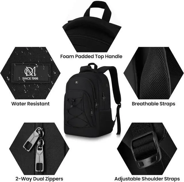 Alt view image 3 of 7 - School Backpack for Men Teen Boys,Bookbag Water Resistant Laptop Backpack with USB for College High School Office Business