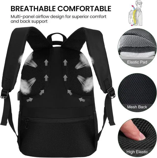 Alt view image 5 of 7 - School Backpack for Men Teen Boys,Bookbag Water Resistant Laptop Backpack with USB for College High School Office Business
