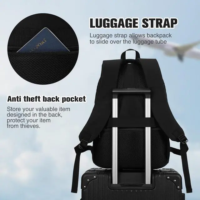Alt view image 6 of 7 - School Backpack for Men Teen Boys,Bookbag Water Resistant Laptop Backpack with USB for College High School Office Business