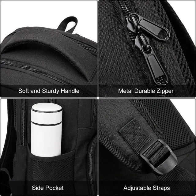Alt view image 3 of 6 - ZUBOND Backpack for Men and Women, Backpacks for School Teen Boys, Business Travel Water Resistant Sturdy 15.6 Inch Laptops Back Pack, College School Computer Bag Gift, Black