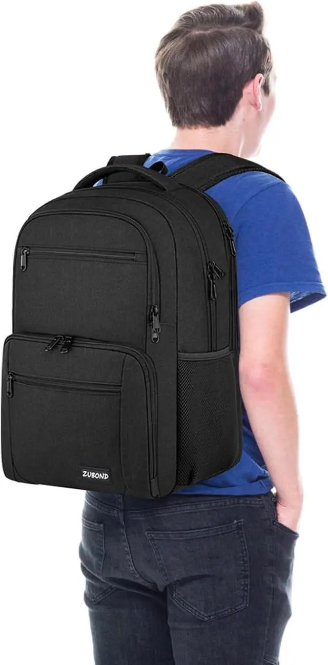 Alt view image 6 of 6 - ZUBOND Backpack for Men and Women, Backpacks for School Teen Boys, Business Travel Water Resistant Sturdy 15.6 Inch Laptops Back Pack, College School Computer Bag Gift, Black