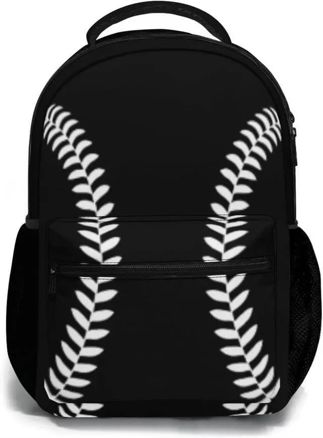 Main image of Miaoquhe Black Baseball Backpacks School Bookbag for Kids Sport Softball Backpacks Laptop Shoulder Bag for Women Girls Men Boys School Casual Daypack for Travel Hiking Camping
