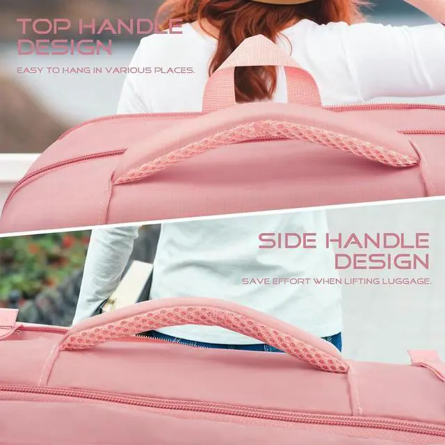 Alt view image 6 of 7 - Travel Backpack for Women, 52L Carry On Backpack, Extra Large Expandable Travel Bag, 18.4 Inch TSA Flight Approved Luggage Personal Item Size with, Teacher Business Daypack, Pink