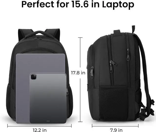 Alt view image 5 of 7 - BIKROD Backpack for Men and Women, School Backpacks for Teen Boys Girls, Water Resistant Sturdy Anti Theft Travel Laptop Backpack, Black Student Bookbag Fits 15.6 Inch Laptop, Gifts