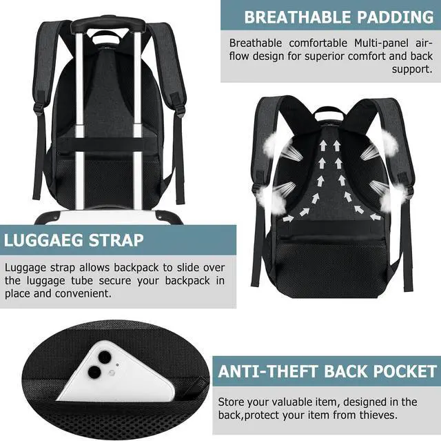 Alt view image 5 of 7 - BIKROD Lunch Backpack, Insulated Cooler Lunch Bag Backpack, Large Travel 17.3 Laptop Back Pack Sturdy Computer College School Bookbag for Women Men for Men Women Work Hiking Picnic