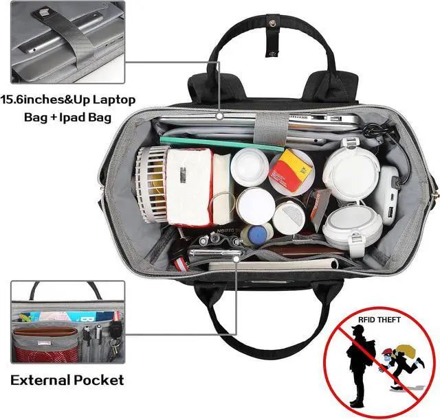 Alt view image 4 of 6 - Lunch Bag Backpack, Insulated Cooler Backpack Lunch Box Laptop Backpack for Women Men Fits 15.6 Inch Laptop