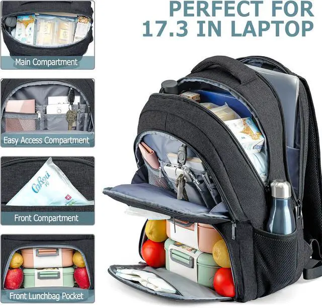 Alt view image 4 of 7 - BIKROD Lunch Backpack, Insulated Cooler Lunch Bag Backpack, Large School Backpacks for Teen Boys Water Resistant Back Pack Gift for Men Fit 17 Inch Laptop,