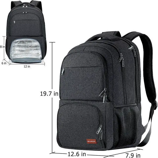 Alt view image 7 of 7 - BIKROD Lunch Backpack, Insulated Cooler Lunch Bag Backpack, Large School Backpacks for Teen Boys Water Resistant Back Pack Gift for Men Fit 17 Inch Laptop,
