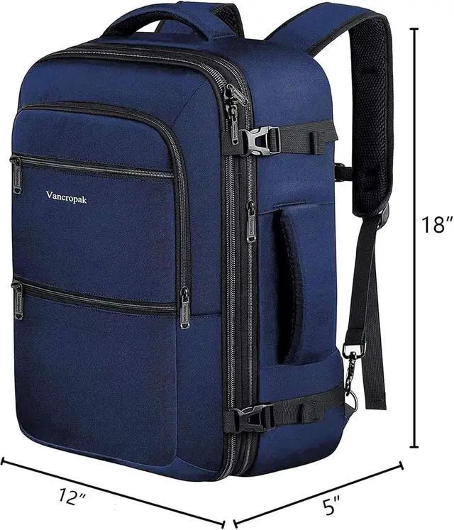 Alt view image 2 of 7 - Vancropak 35L Traveling Backpack, Airplane Approved Travel Carry on Bag | Adjustable Strap, Hand Luggage Business Bag for Men, Lightweight Weekender Suitcase, Womens Work Backpack, Water Resistant