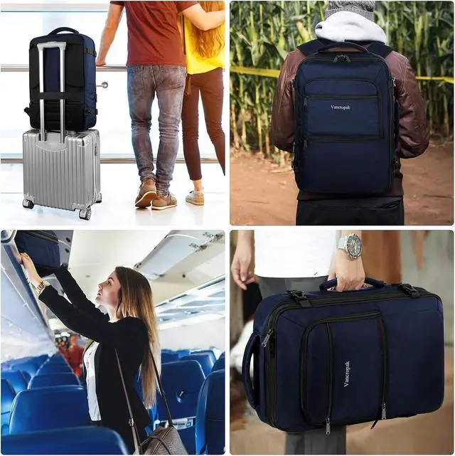 Alt view image 6 of 7 - Vancropak 35L Traveling Backpack, Airplane Approved Travel Carry on Bag | Adjustable Strap, Hand Luggage Business Bag for Men, Lightweight Weekender Suitcase, Womens Work Backpack, Water Resistant