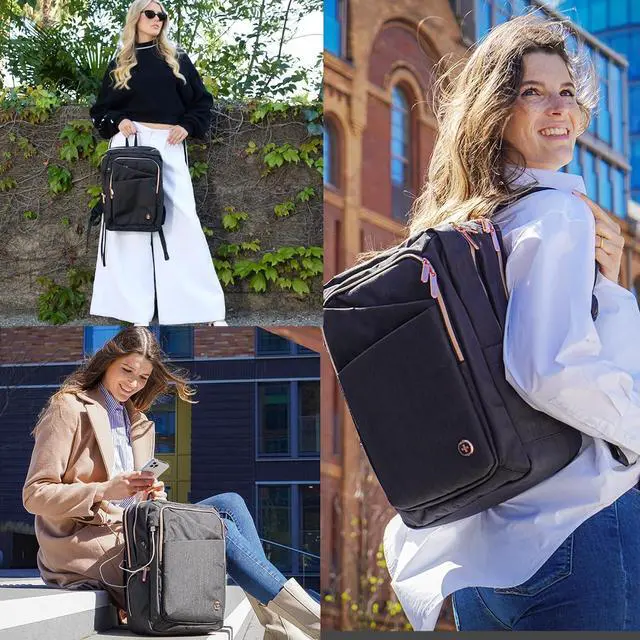 Alt view image 3 of 7 - Swissdigital Design Business Laptop Backpack For Women,With USB Charging Port Computer Work Backpack,Fits 15.6 Inch Laptop Compact Travel Casual Backpack,Black | SD1006-01