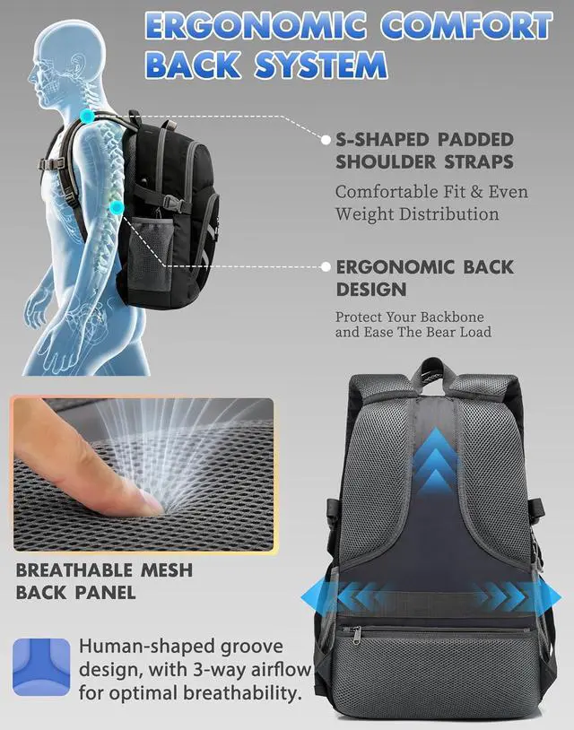 Alt view image 5 of 6 - ProEtrade Extra Large Backpack Bookbag for College Laptop Travel, Fit Laptop Up to 17 inch with USB Charging Port Multi Compartment Anti theft, Gift for Women Men (Light Black)