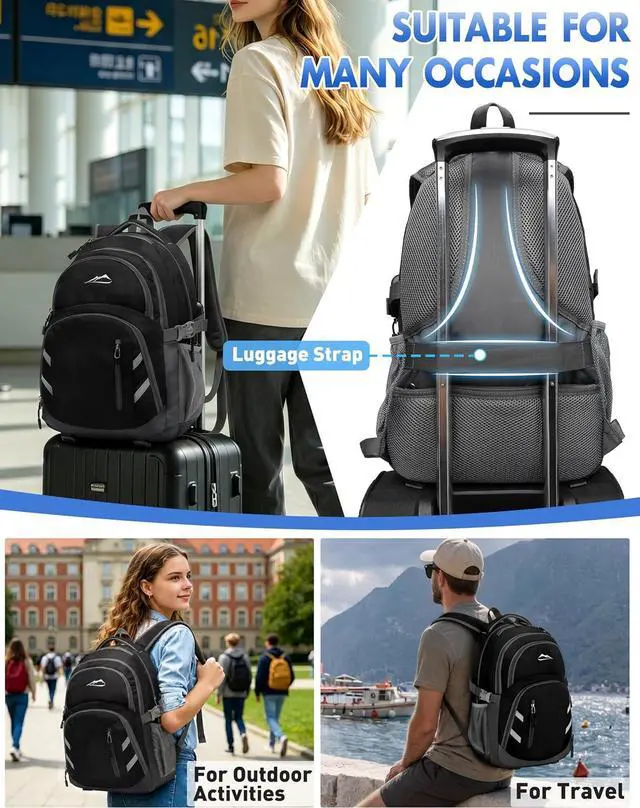 Alt view image 6 of 6 - ProEtrade Extra Large Backpack Bookbag for College Laptop Travel, Fit Laptop Up to 17 inch with USB Charging Port Multi Compartment Anti theft, Gift for Women Men (Light Black)