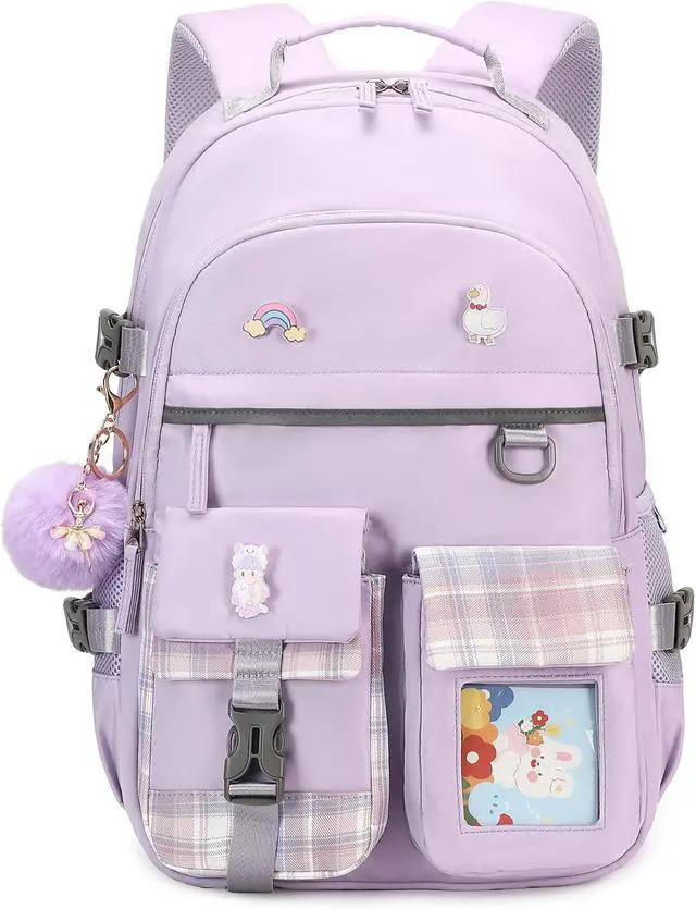 Alt view image 2 of 7 - Backpack for Girls, 15.6 Inch Laptop School Bag Kids Kindergarten Elementary College Backpacks Large Bookbags for Teen Girl Women Students Casual Travel Daypacks (Purple)