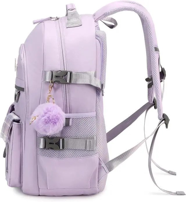 Alt view image 3 of 7 - Backpack for Girls, 15.6 Inch Laptop School Bag Kids Kindergarten Elementary College Backpacks Large Bookbags for Teen Girl Women Students Casual Travel Daypacks (Purple)