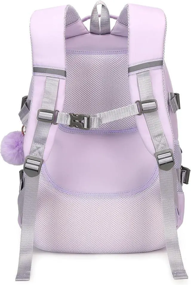 Alt view image 4 of 7 - Backpack for Girls, 15.6 Inch Laptop School Bag Kids Kindergarten Elementary College Backpacks Large Bookbags for Teen Girl Women Students Casual Travel Daypacks (Purple)