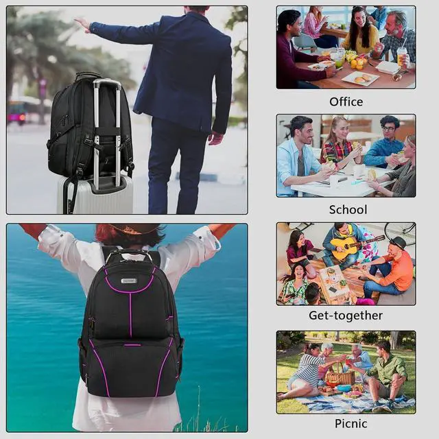Alt view image 5 of 5 - VECKUSON Laptop Backpack, 15.6 Inches, Purple, Unisex