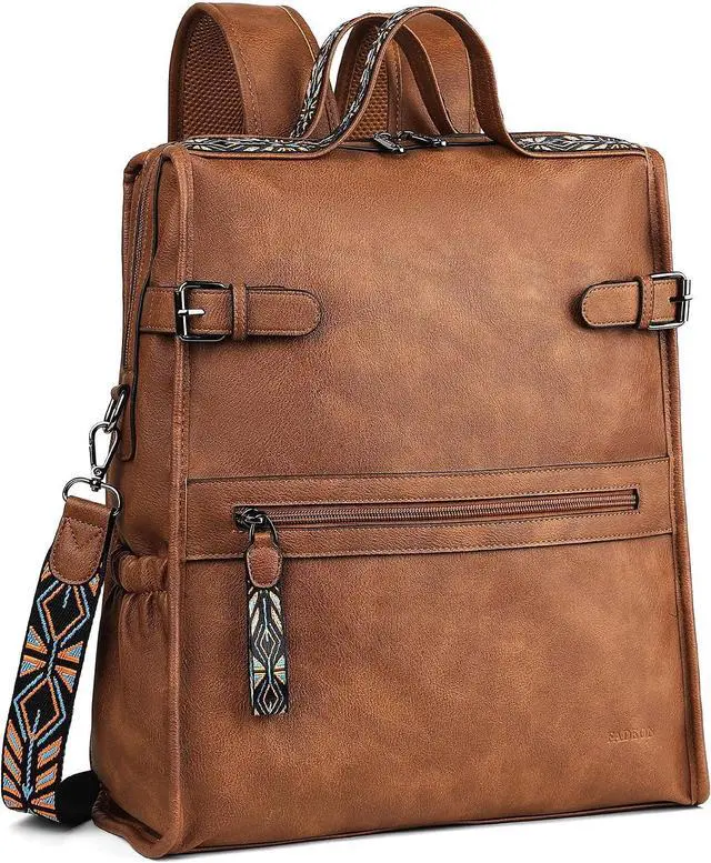 Main image of 15.6 Inch Laptop Backpack for Women, Designer Computer Bag | Vegan Leather Backpack with Padded Sleeve Fits 13", 14" & 15.6" Laptops, Perfect for Work, Travel, Student & Teacher