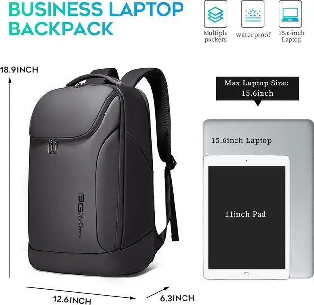 Alt view image 3 of 7 - FUTURE AESTHETICS Business Smart Backpack Waterproof for women,men,Fight Approved Durable Backpack suitable as overnight and travel backpack (Black)