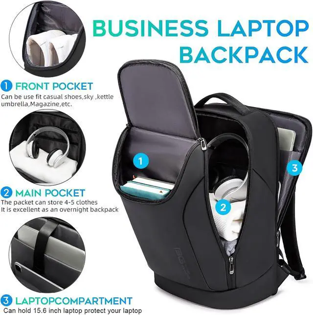 Alt view image 4 of 7 - FUTURE AESTHETICS Business Smart Backpack Waterproof for women,men,Fight Approved Durable Backpack suitable as overnight and travel backpack (Black)
