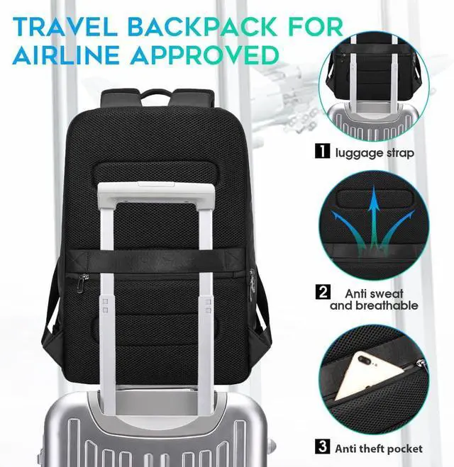 Alt view image 6 of 7 - FUTURE AESTHETICS Business Smart Backpack Waterproof for women,men,Fight Approved Durable Backpack suitable as overnight and travel backpack (Black)