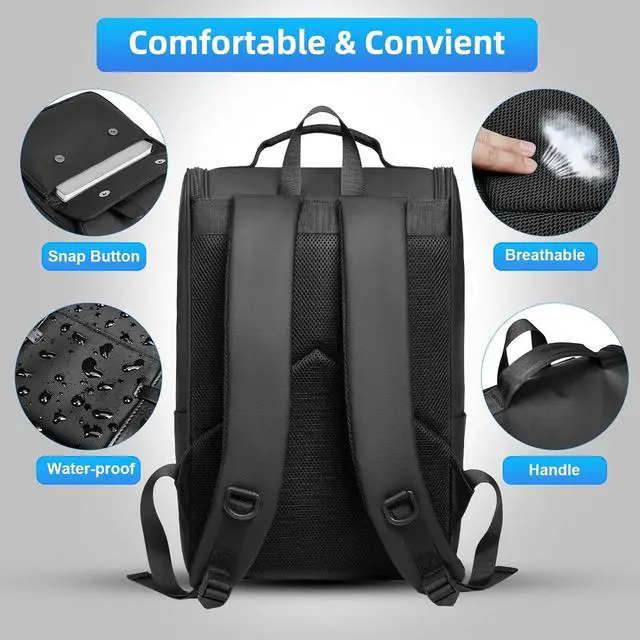 Alt view image 5 of 6 - Vintage Laptop Backpack for Men and Women, 15.6 Inch, Waterproof, Business Travel Daypack for Work, Office, College (6608 black)