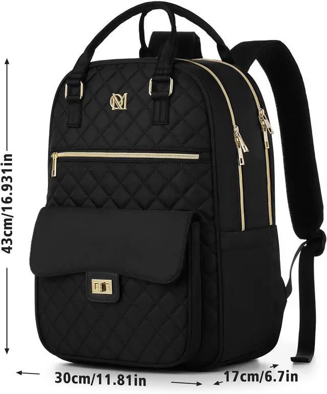Alt view image 7 of 7 - Laptop Backpack Women 15.6in,Cute School Backpack Bookbag for Teen Girls College Student,Mochila para niña adolescente for Work Travel,Aesthetic Backpack,Black