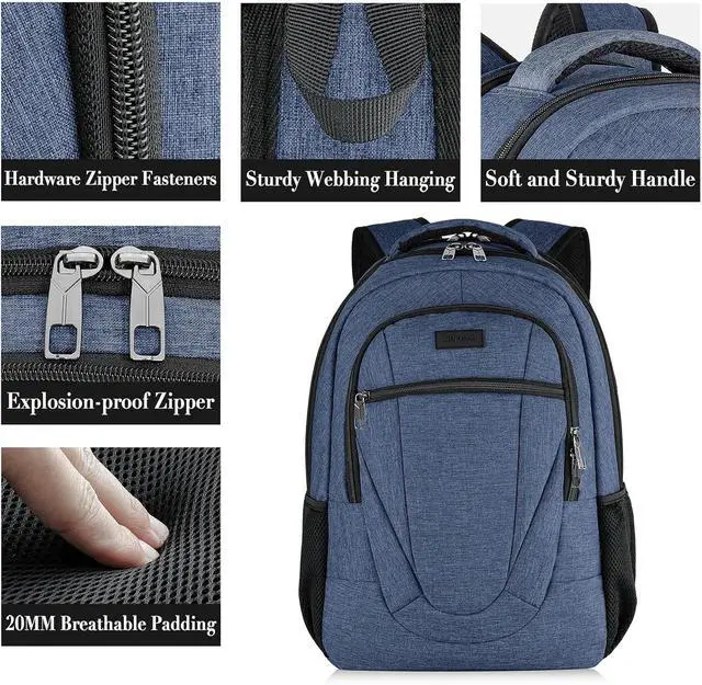 Alt view image 2 of 5 - BIKROD Backpack for Woman and Men, Travel Laptop Backpack, Waterproof College Back Pack for 15.6 IN Laptop Backpack, Adult Business Computer Travel Backpack, Blue