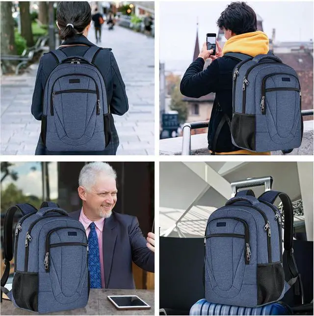 Alt view image 5 of 5 - BIKROD Backpack for Woman and Men, Travel Laptop Backpack, Waterproof College Back Pack for 15.6 IN Laptop Backpack, Adult Business Computer Travel Backpack, Blue