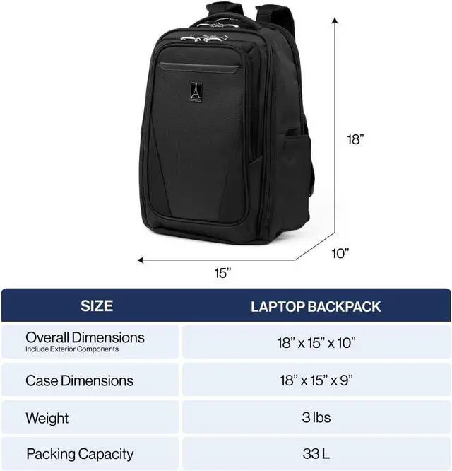 Alt view image 2 of 7 - Travelpro Maxlite Travel Laptop Backpack, Black, 18-Inch
