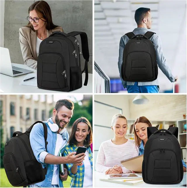 Alt view image 7 of 7 - Black Laptop Backpack for Men, School Backpacks for Teen Boys | Lightweight Backpack Personal Item Bag, 15.6 Inch Water Resistant College Bookbag Computer Bag