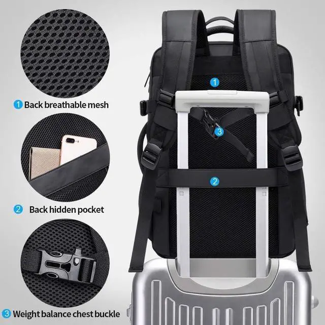 Alt view image 7 of 7 - BANGE 35L Travel Backpacks,Weekender Expandable Carry-On Backpack for Airplanes, Waterproof 17.3 inch Laptop Backpack for Men and Women