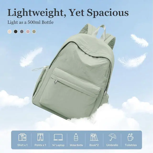 Alt view image 4 of 7 - Simple School Backpack For Women Men Aesthetic Medium Backpack Lightweight Casual Daypack College Backpacks Cute Bookbag for Teens Girls Boys Basic BagpackGreen